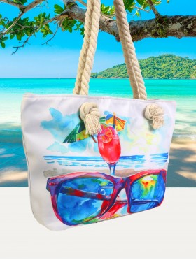 Canvas Sunglass Print Shoulder Tote